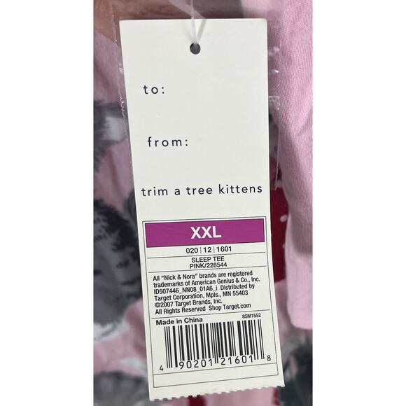 Nick & Nora Women's Nightgown XXL Pink Kittens Christmas Tree NWT Rare - Picture 12 of 12